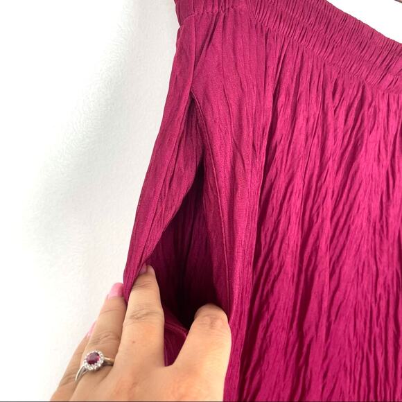 Vintage Wide Leg Crepe Lounge Pants Raspberry Red - Picture 6 of 8